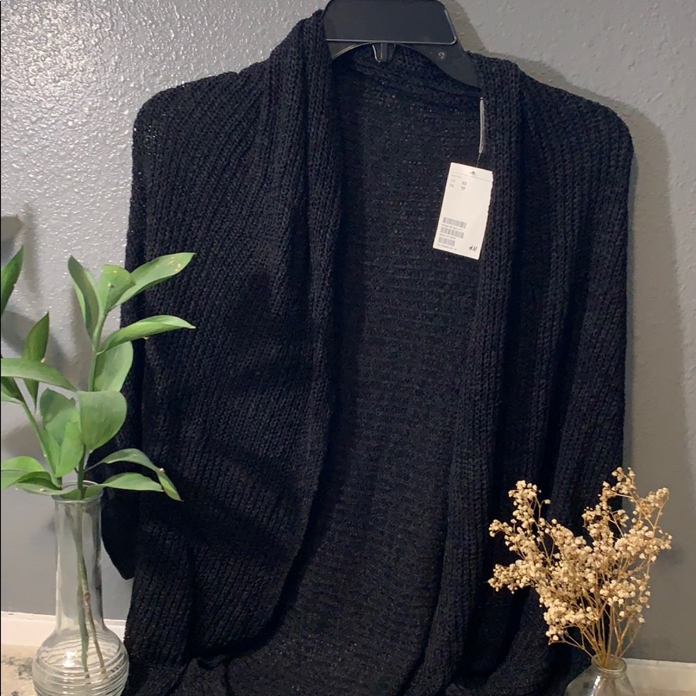 Black Batwing Dolman Knit Sweater Cardigan